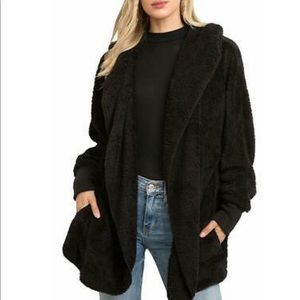 {trendy} Black Teddy Bear Fleece w/ Hood